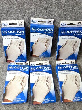 Salon/Spa Supplies: Box of 6 Pairs of White Cotton XL Gloves for Skin Care